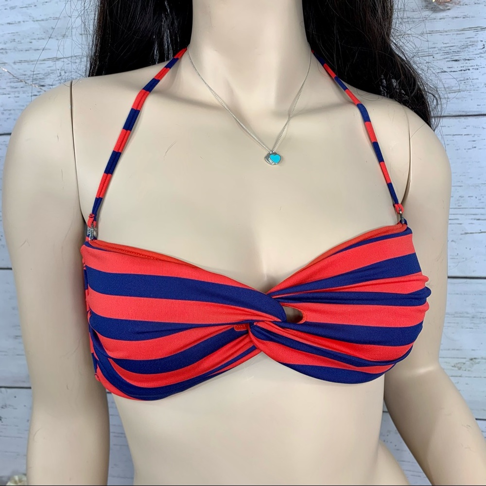 💰/50% OFF! MOSSIMO Navy Blue/Red Stripe Bandeau Bikini Top
